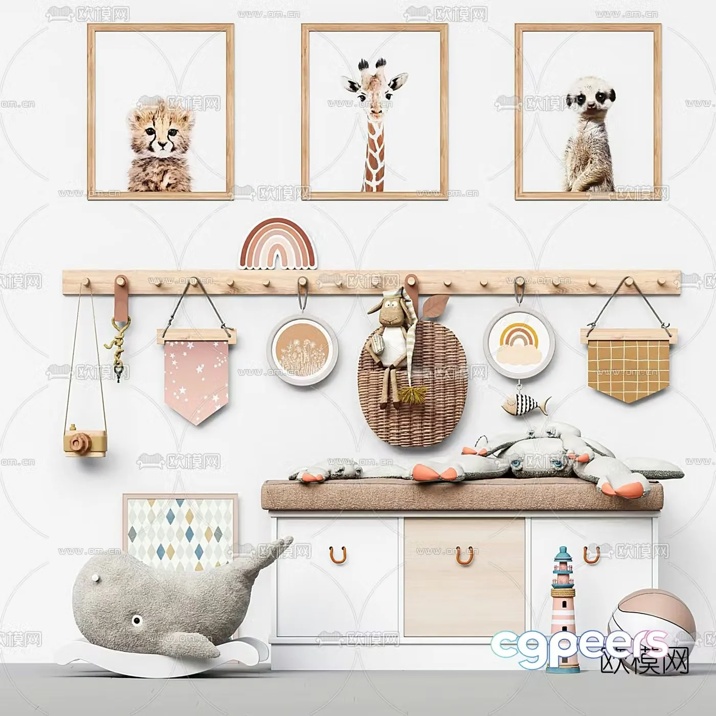 Nordic children’s cabinet toy ornaments 3D model