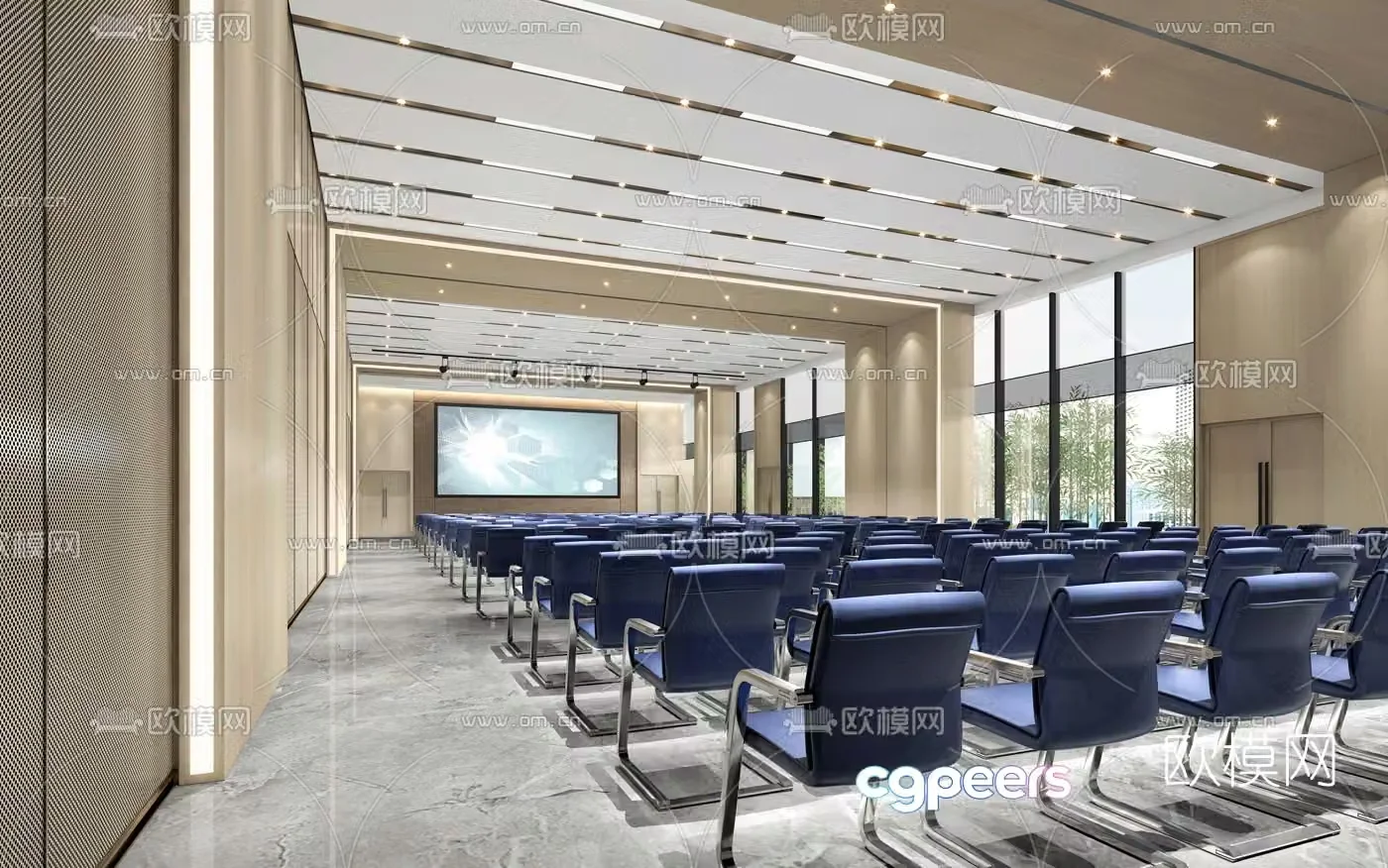Modern light luxury hotel conference hall 3D model