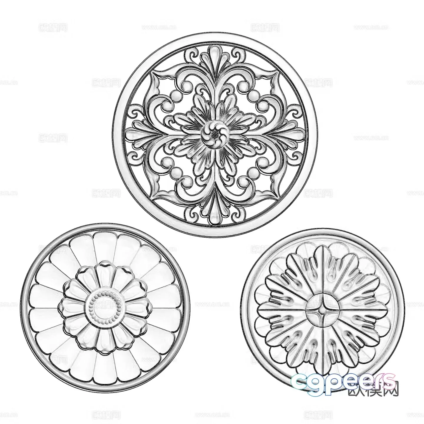 European style decorative carving decorative plate 3D model