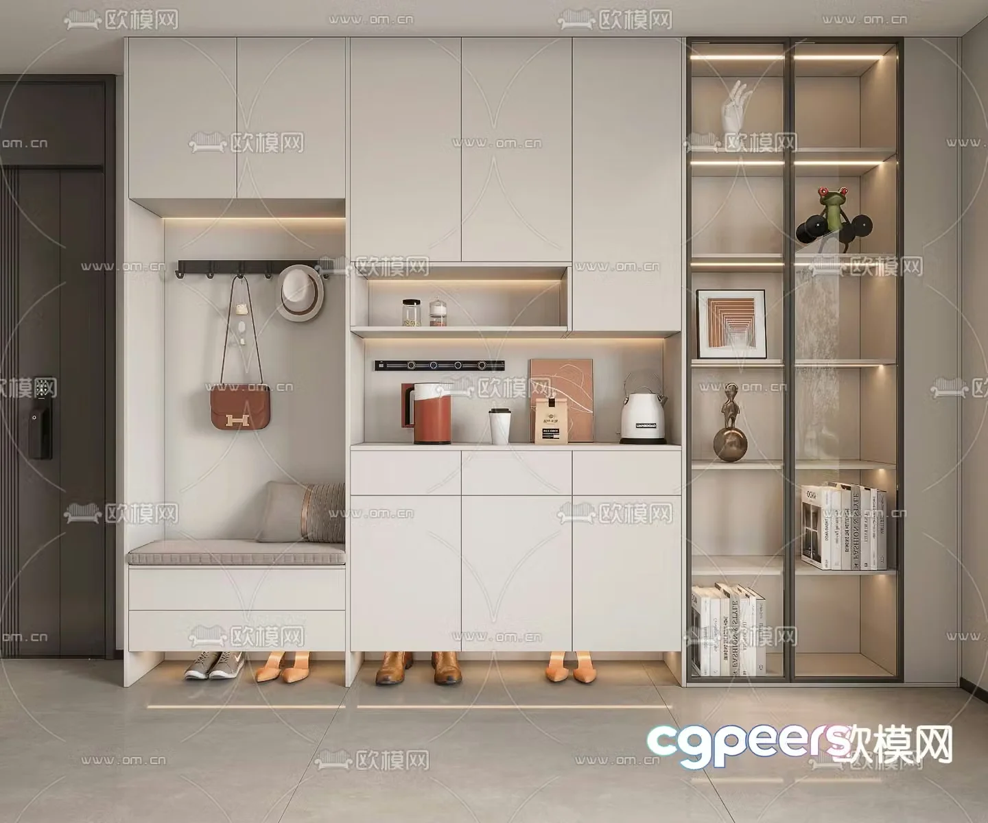 Modern porch shoe cabinet 3d model