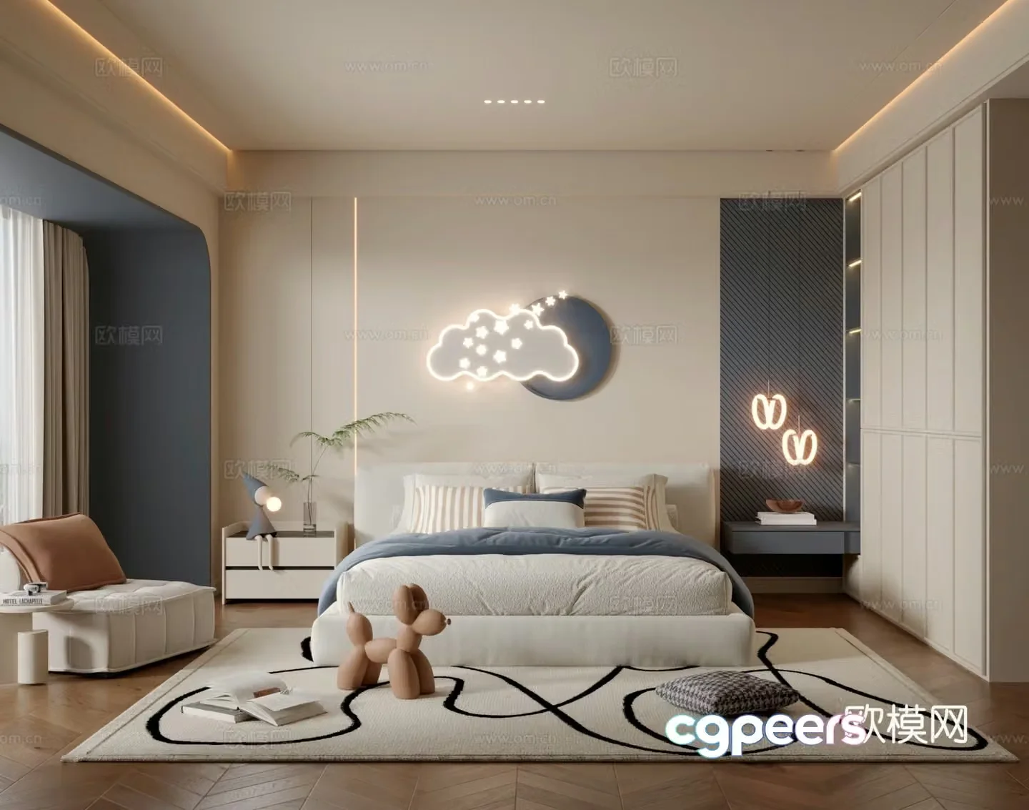 Modern children’s room boy’s room 3d model