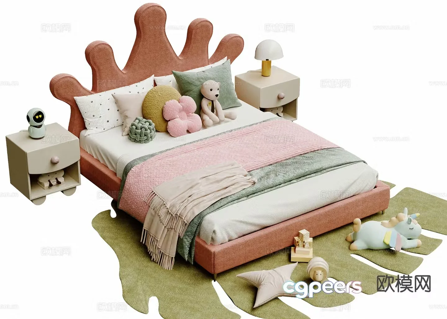 Modern children’s bed girl’s bed 3d model