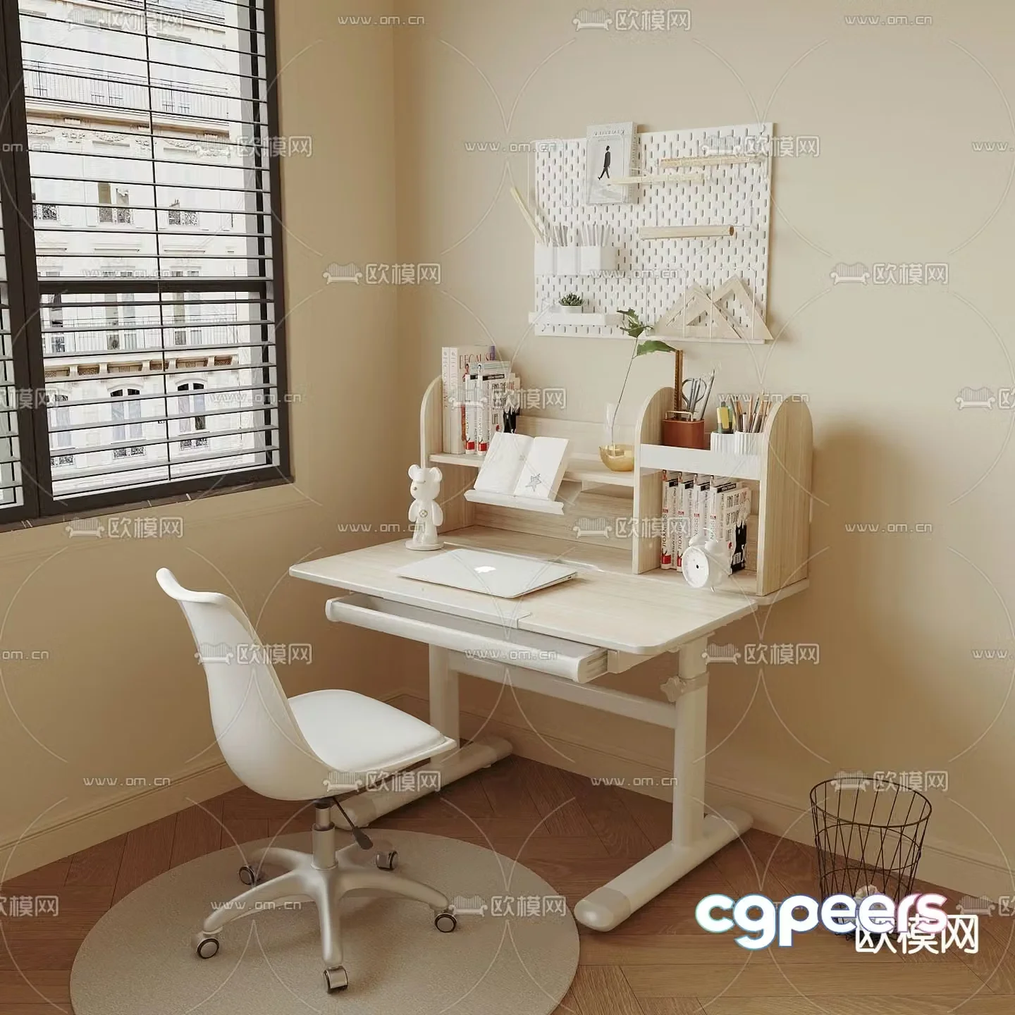 Children’s desk chair study table 3d model