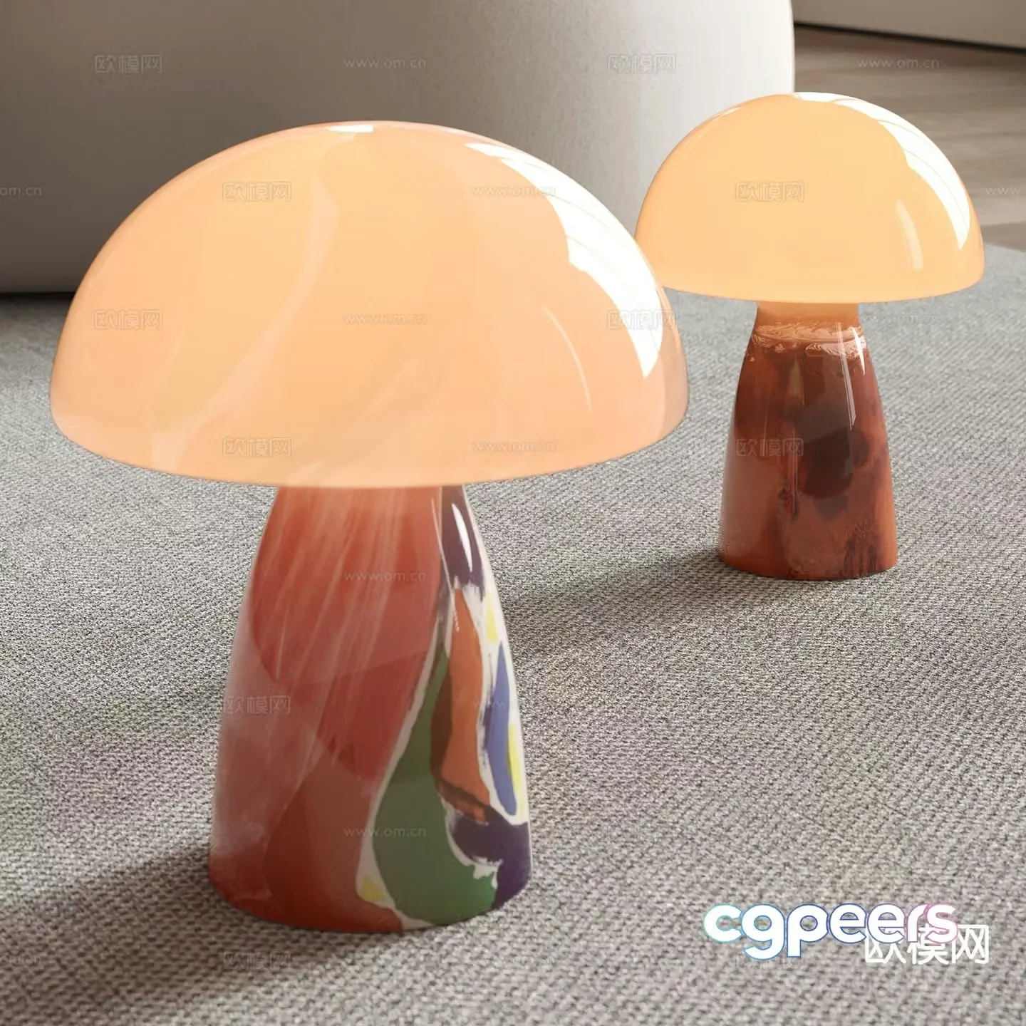 Medieval style table lamp glass table lamp 3d model