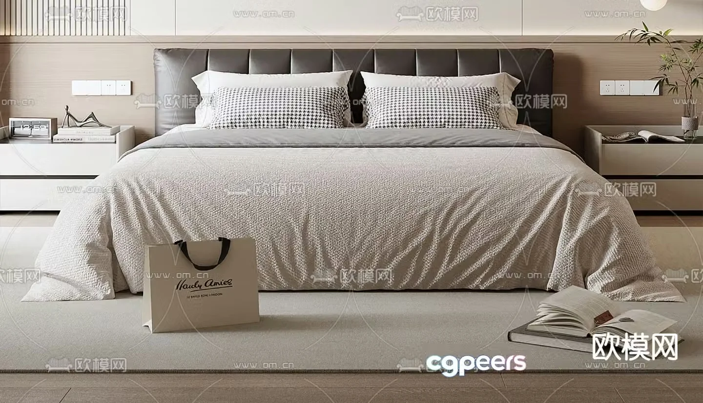 Modern double bed 3d model