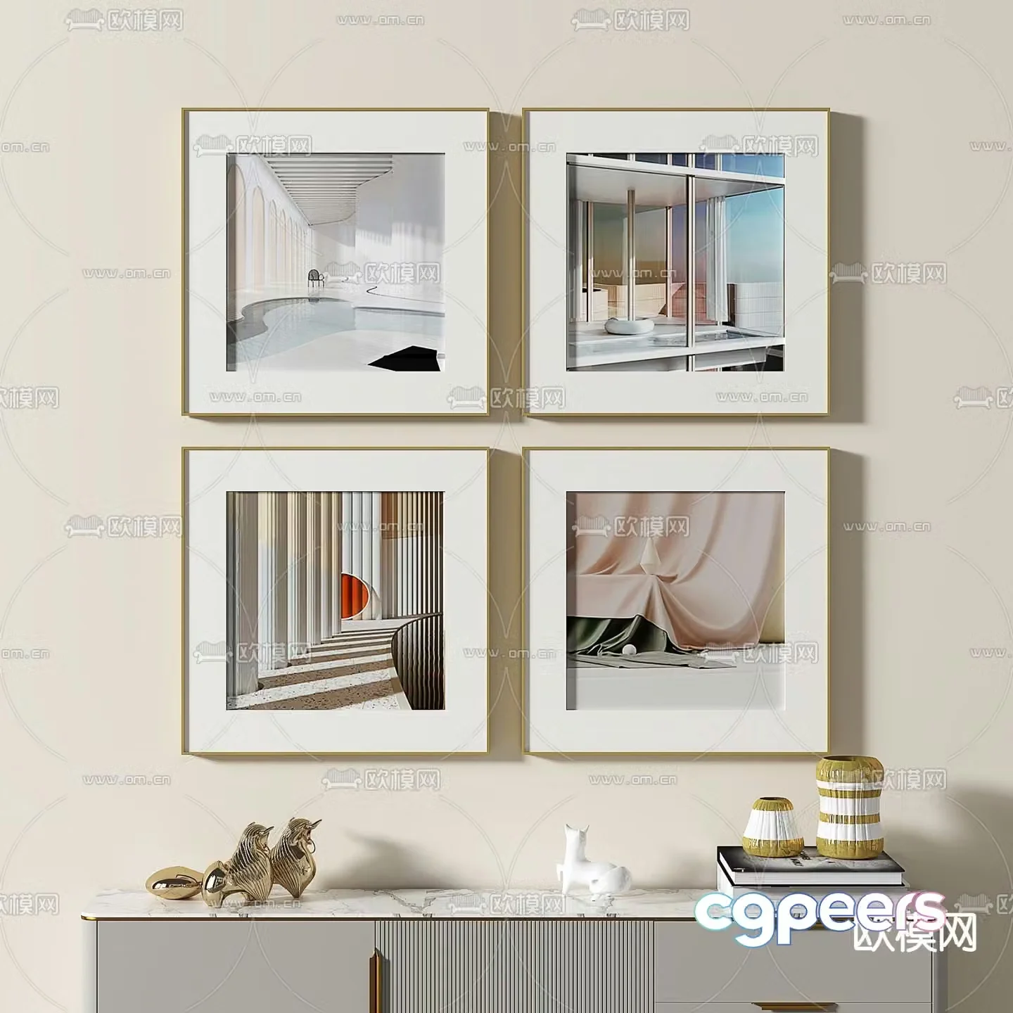 Simple painting Decorative painting Combination painting 3D model
