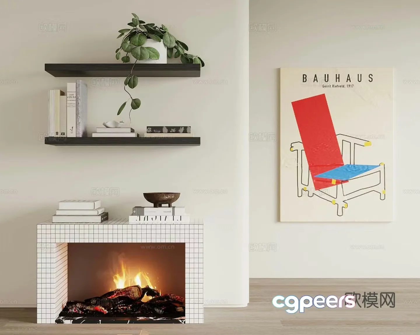 Modern fireplace 3d model