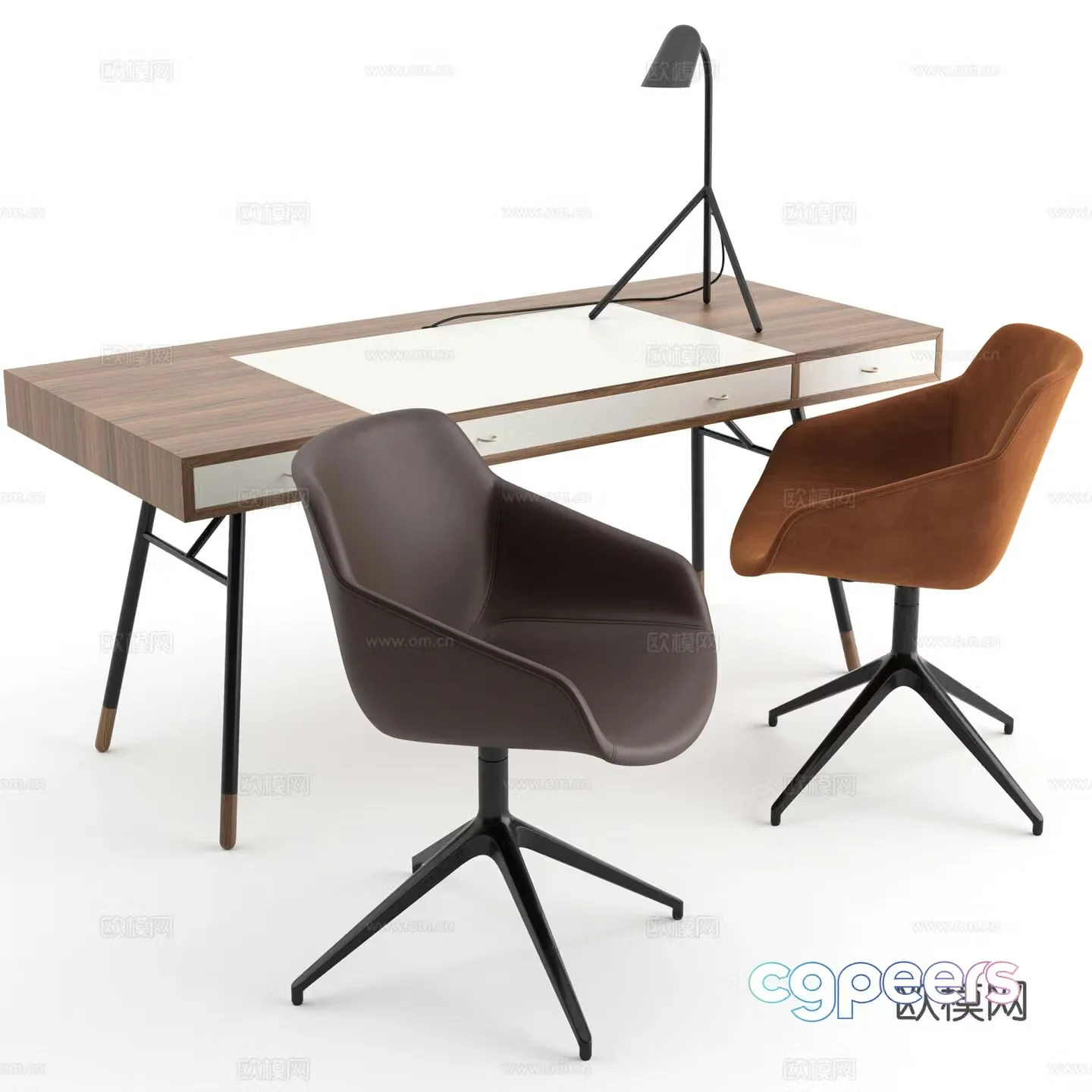 Modern desk and chair 3d model