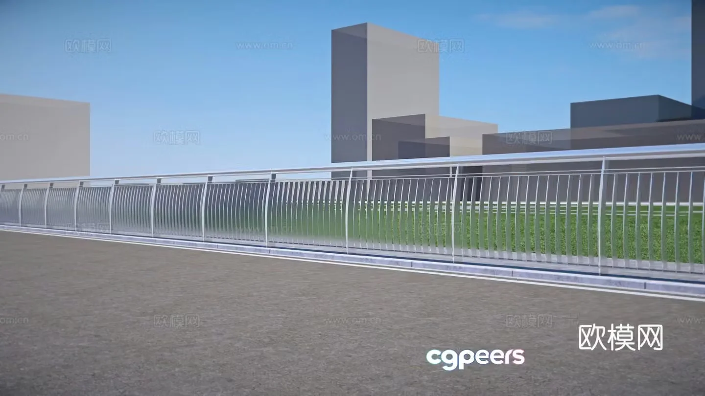 Modern metal guardrail 3d model
