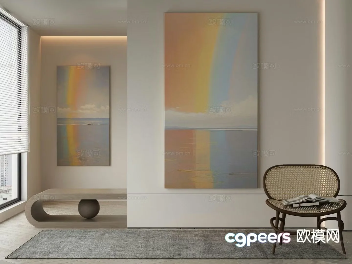 Modern decorative painting oil painting rainbow hanging painting 3D model
