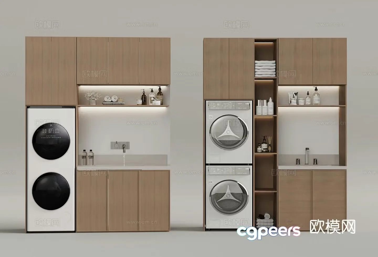 Modern balcony cabinet washing machine cabinet 3d model