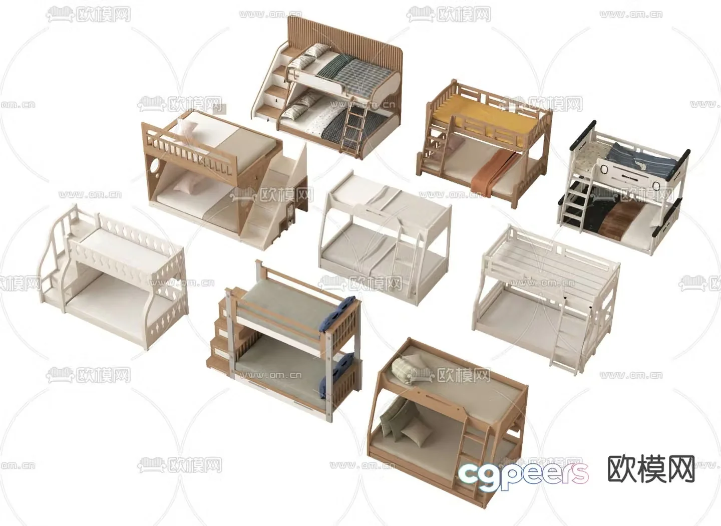 Modern bunk bed bunk bed 3d model