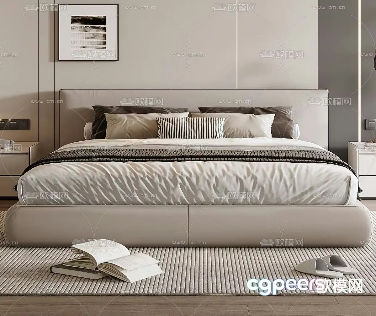 Double bed commercial bed 3d model