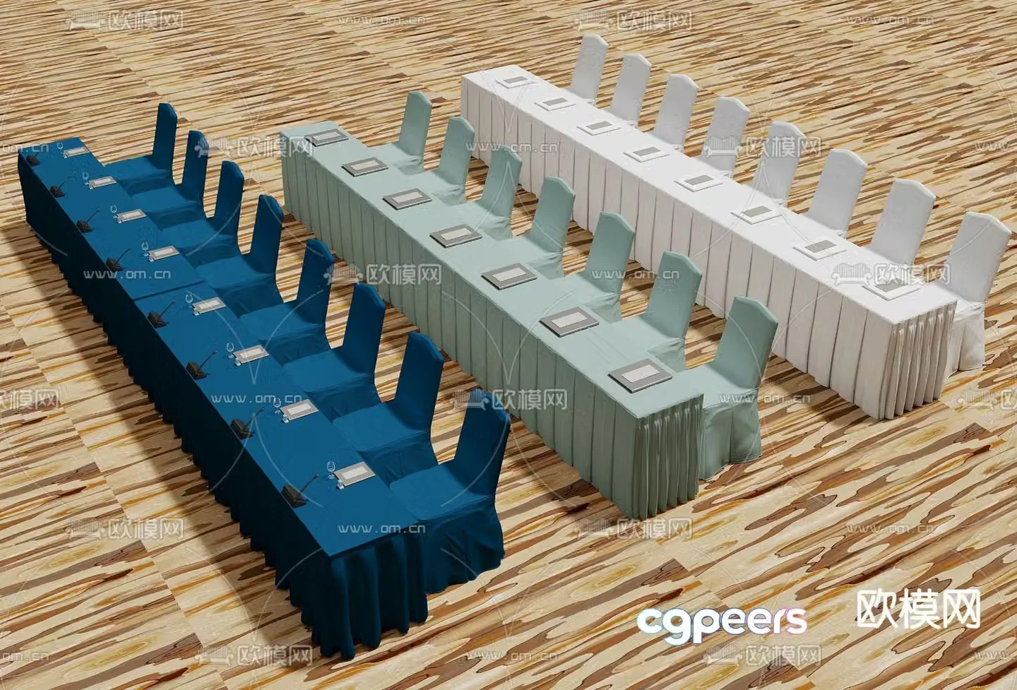 Conference table auditorium tables and chairs banquet tables and chairs 3d model