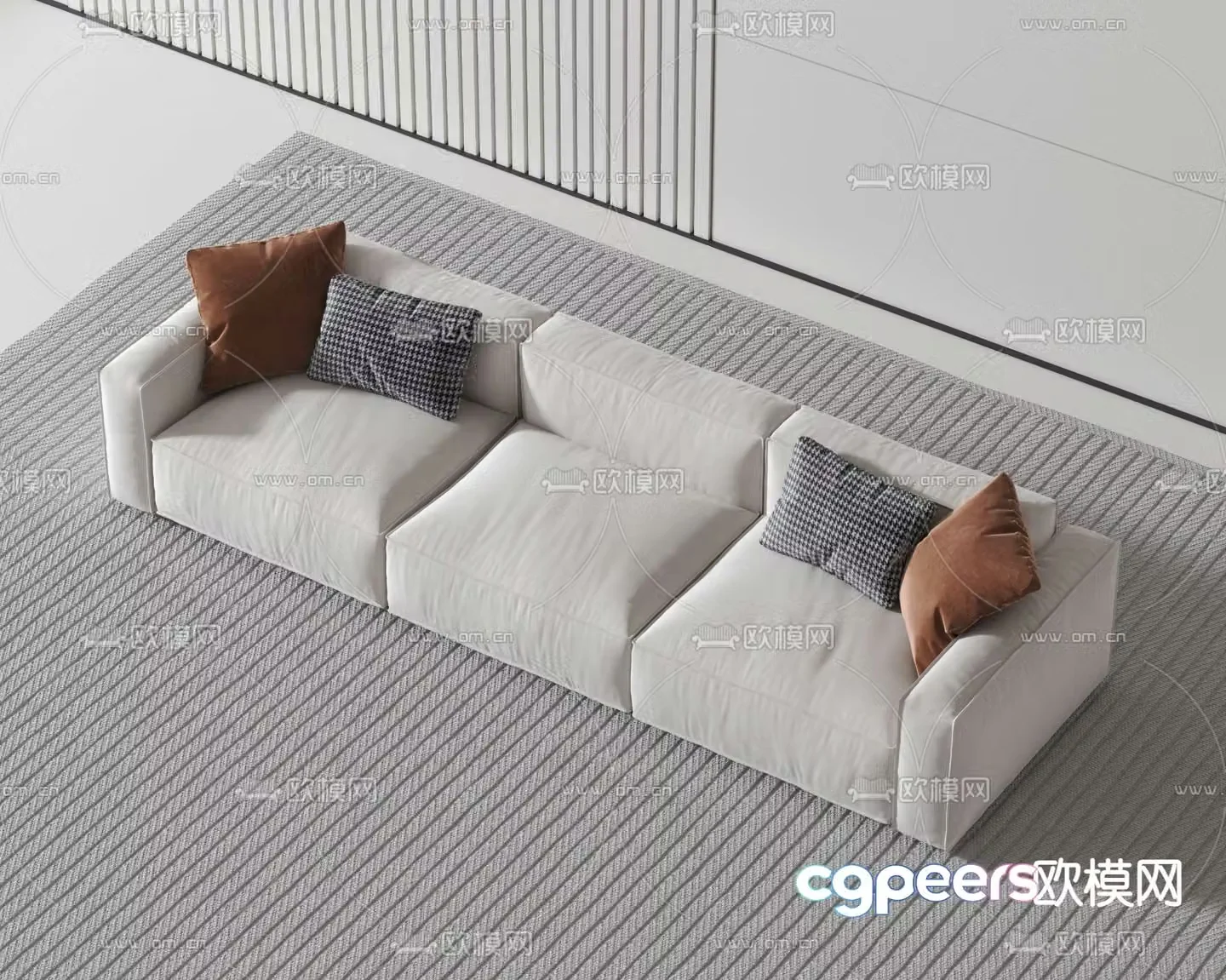 Upholstered Sofa Three-person Sofa 3D Model