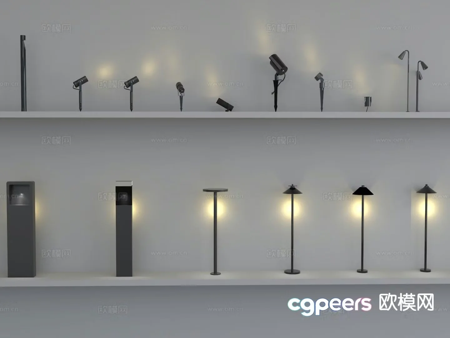 Courtyard landscape lights lawn lights vegetation lights fog lights 3D model