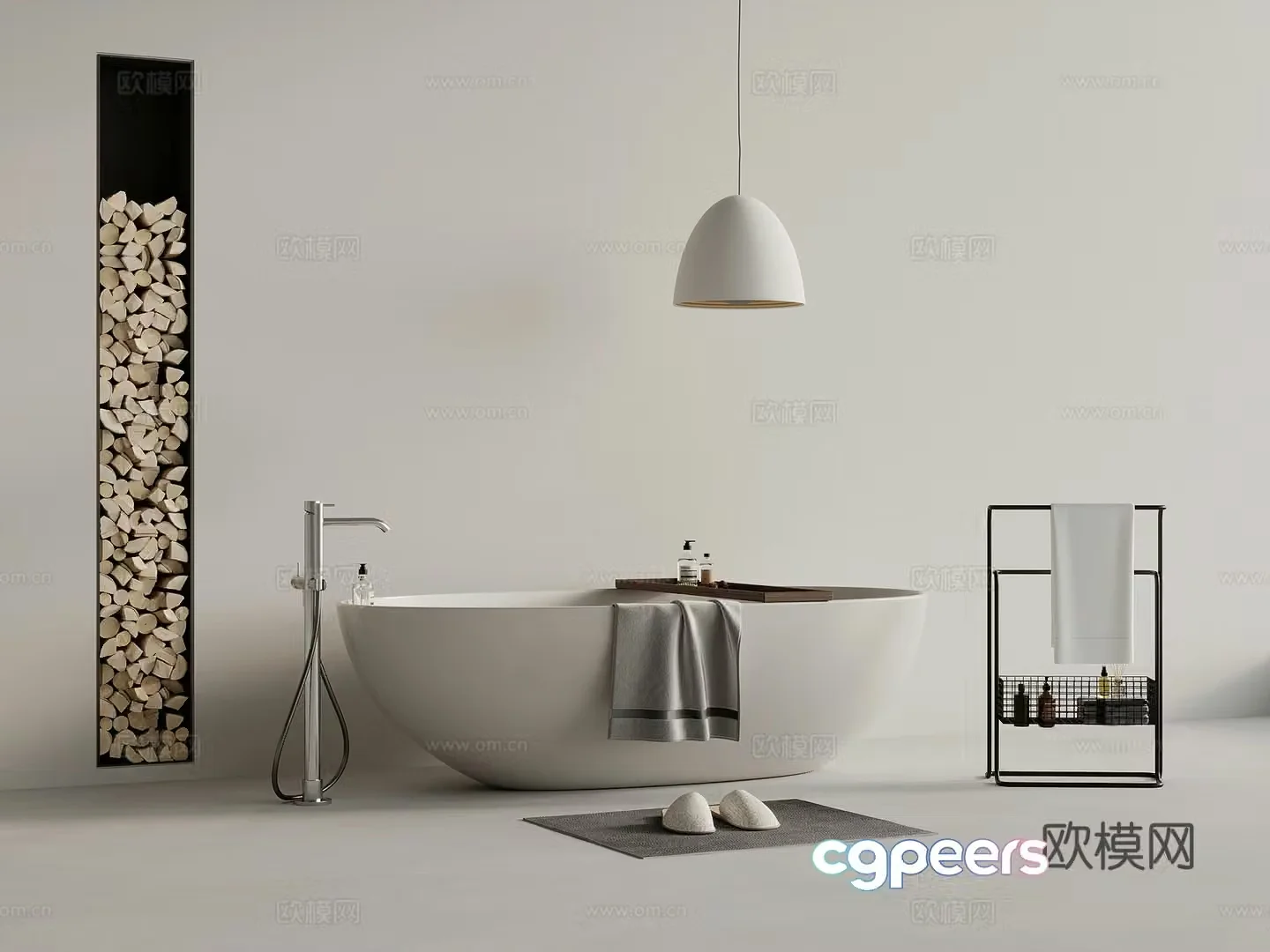 Modern bathroom bathtub towel rack 3d model
