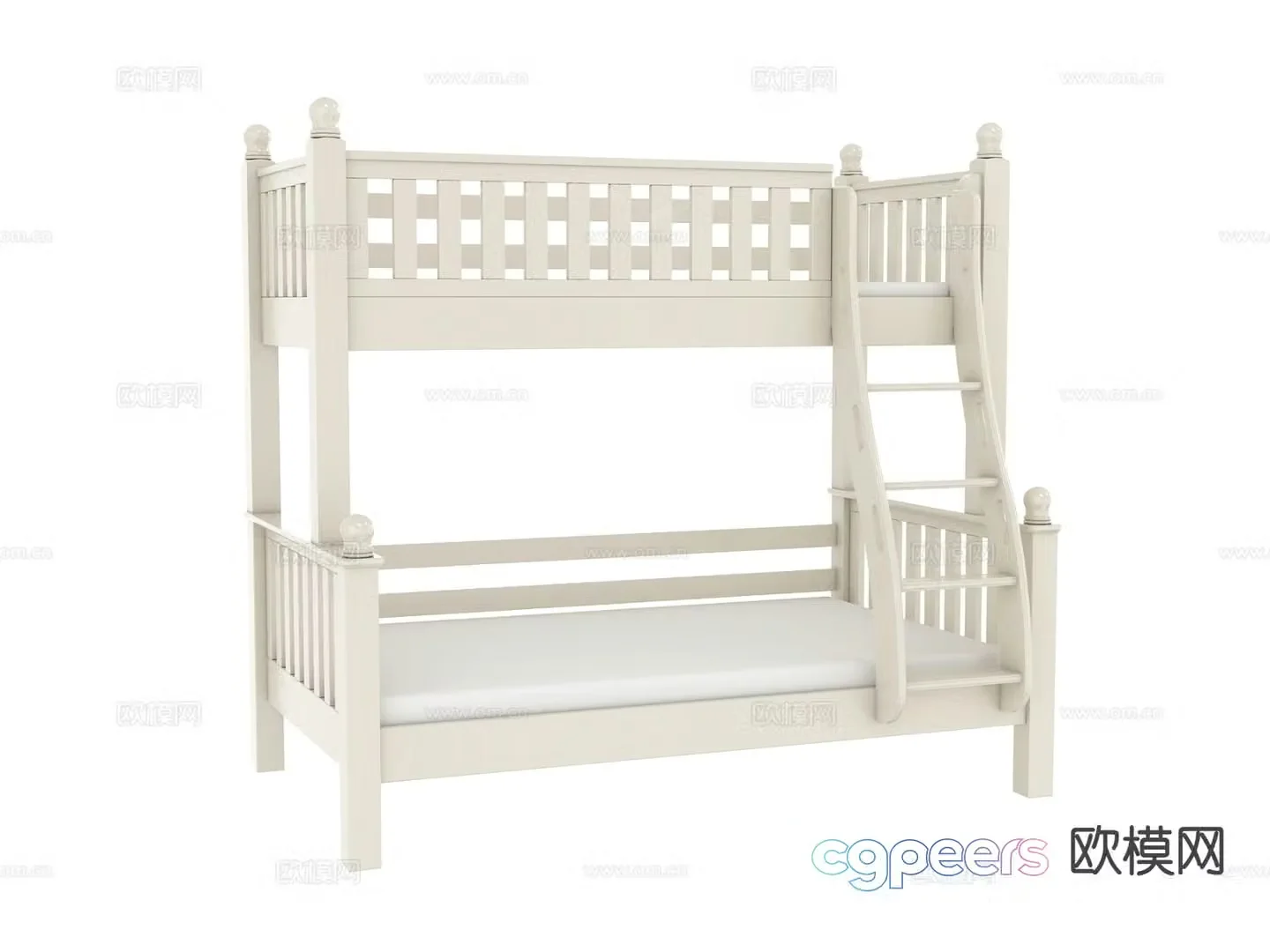 French children’s bed bunk bed 3d model
