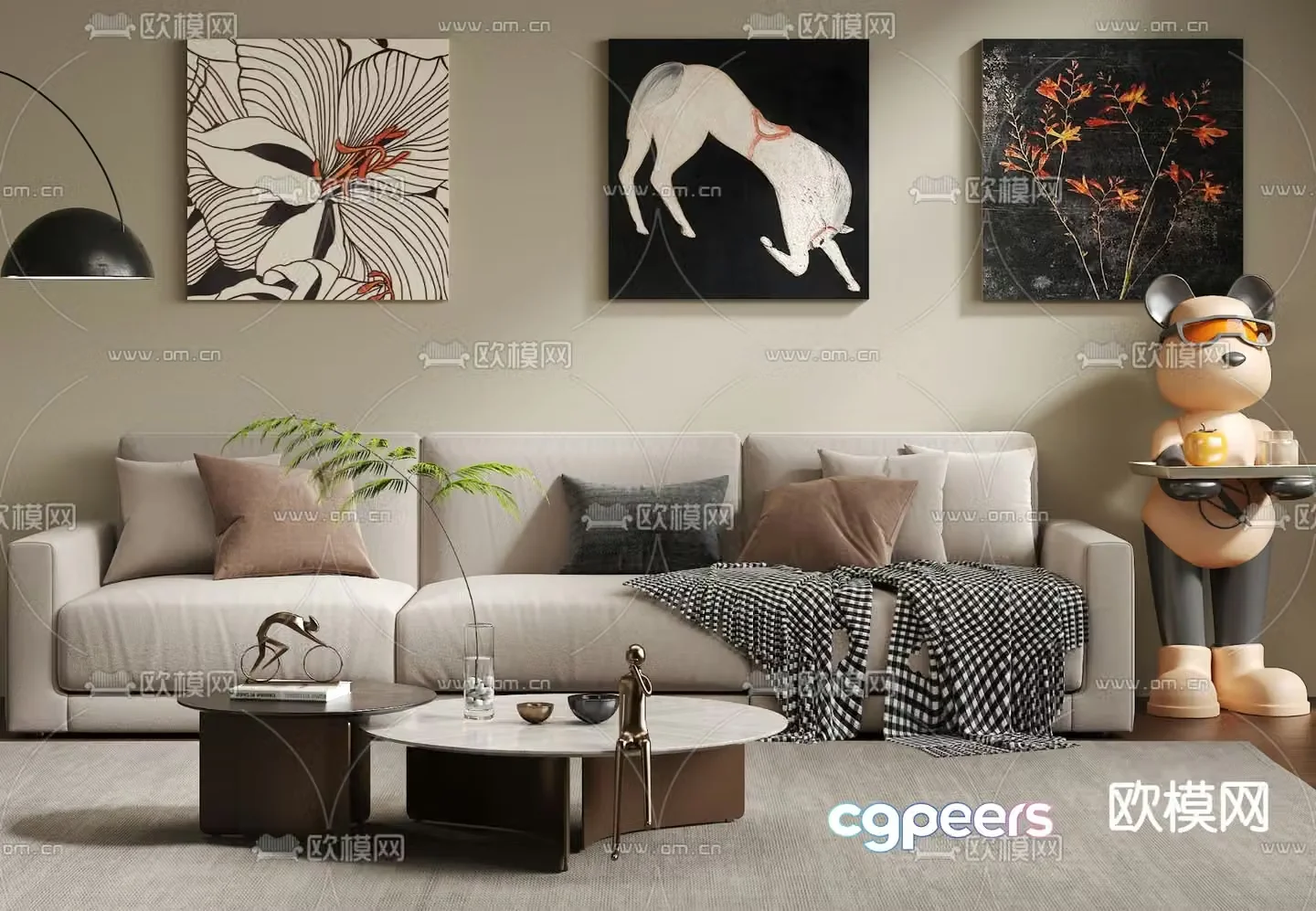 Leisure sofa multi-person sofa 3d model