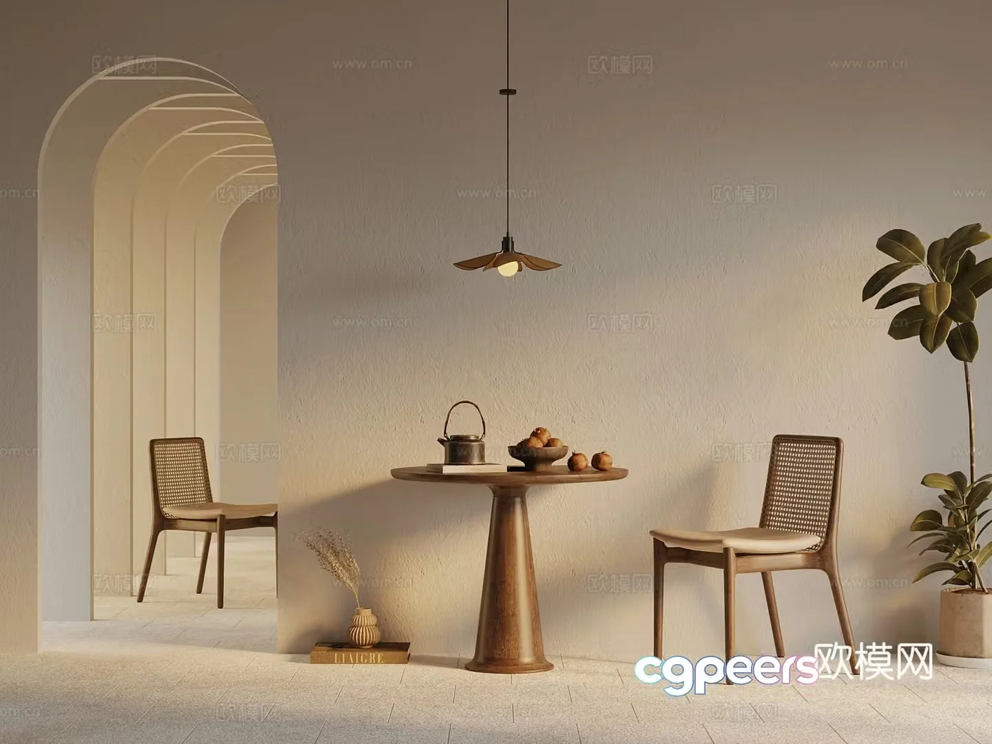 Silent medieval style leisure tables and chairs chandeliers decorative ornaments 3D model