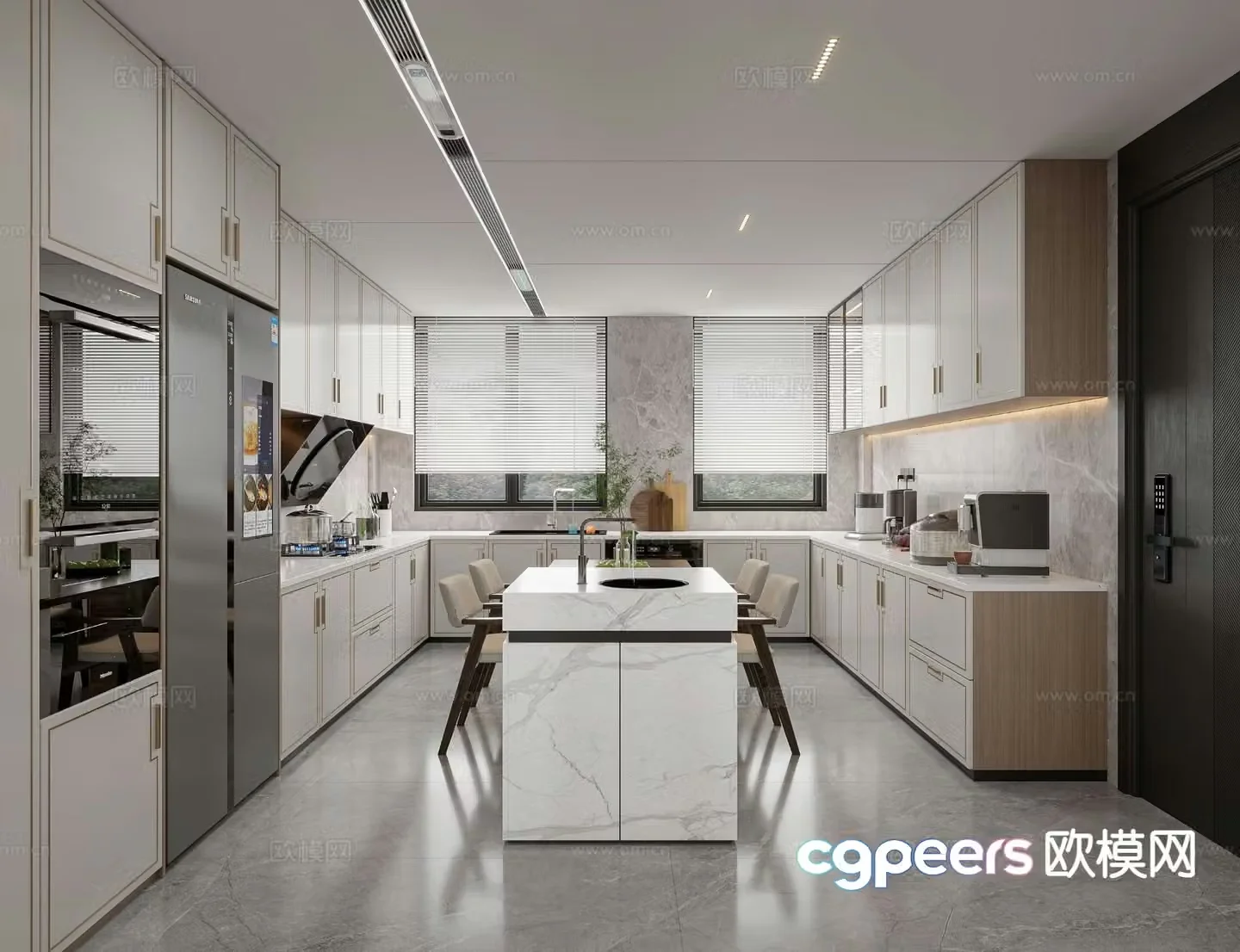 Open kitchen island cabinet 3d model