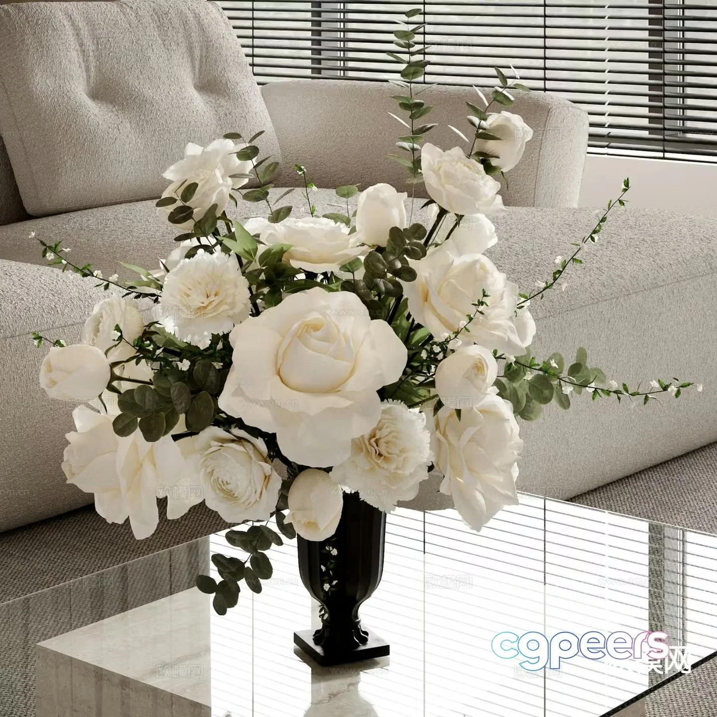 Modern floral ornaments flowers flowers vase 3d model