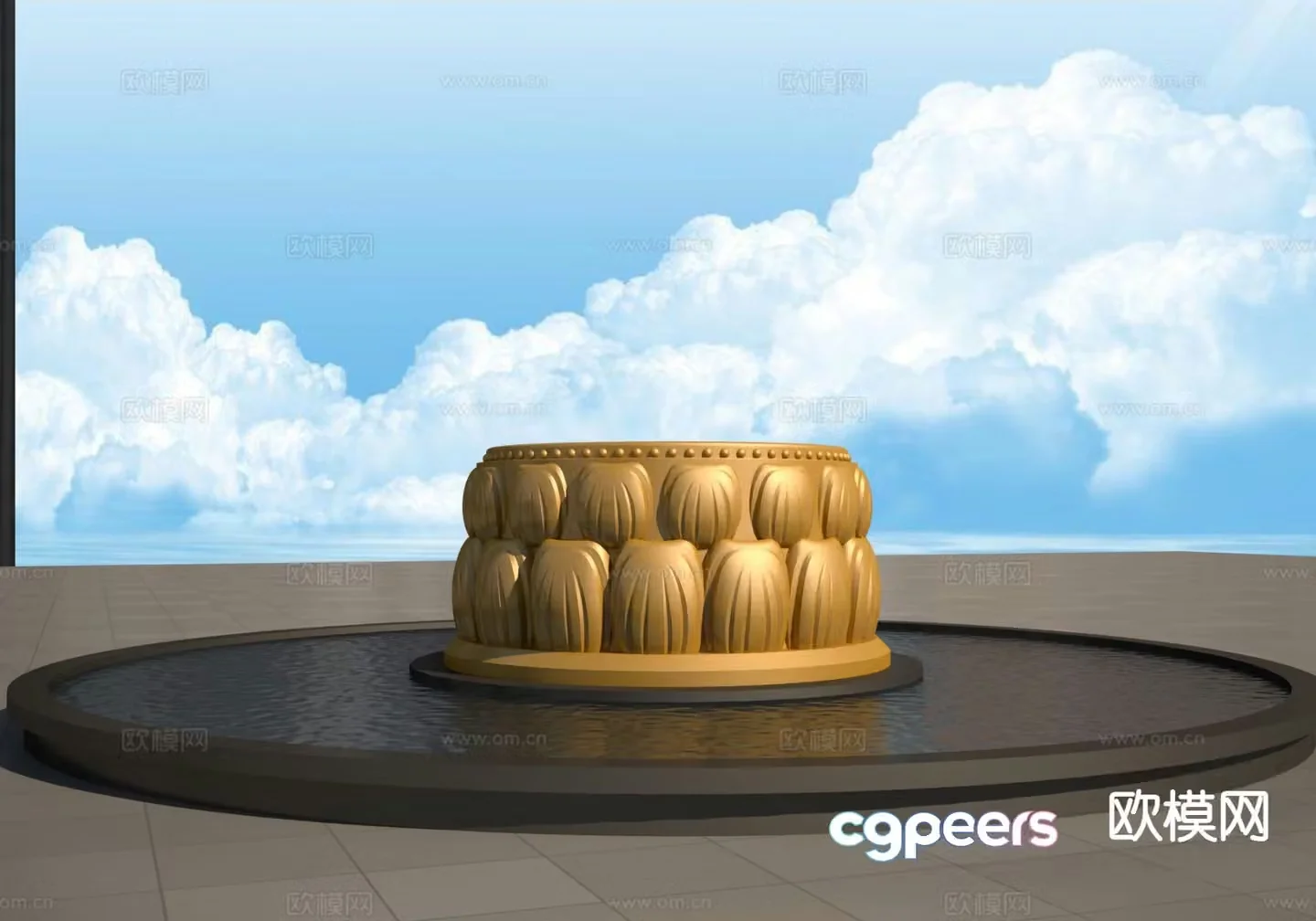 Chinese Buddha Statue Base Lotus Terrace Sculpture 3D Model