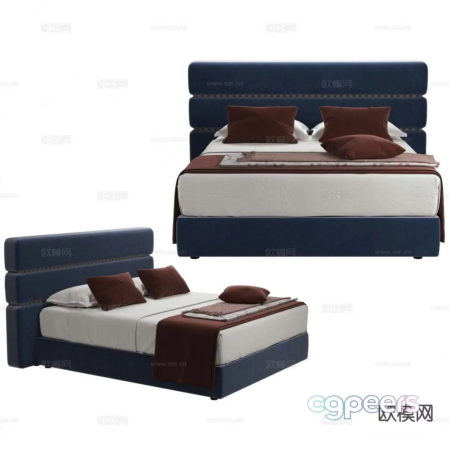 Modern double bed 3d model