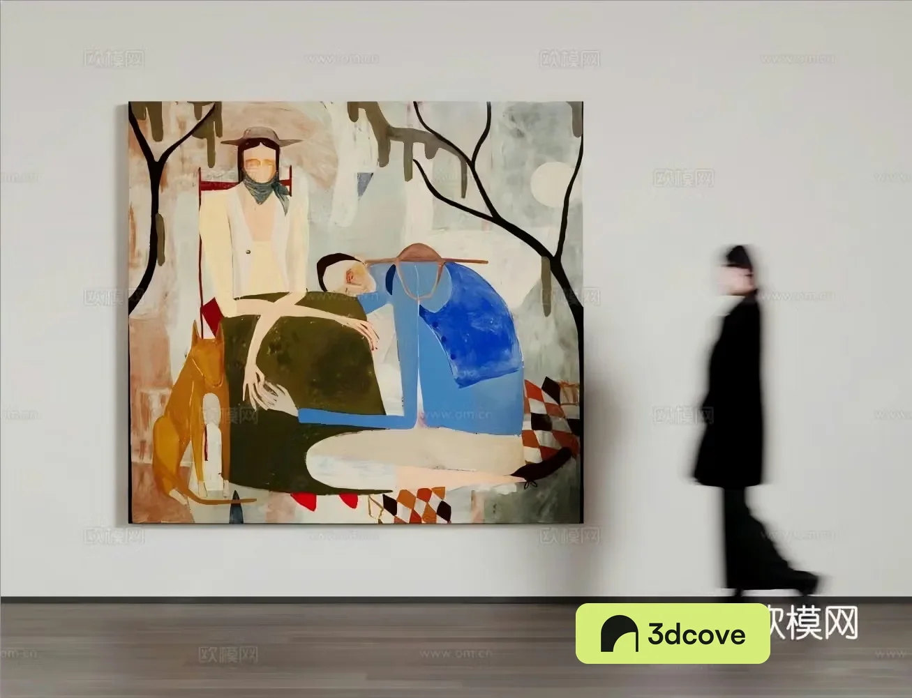 Modern art hanging painting woman