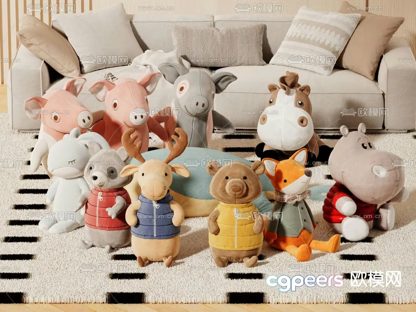 Plush toys animal dolls rag doll 3d model