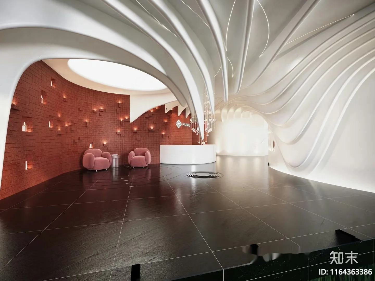 Modern Reception Area 3D Model – 1400 – CORONA Render