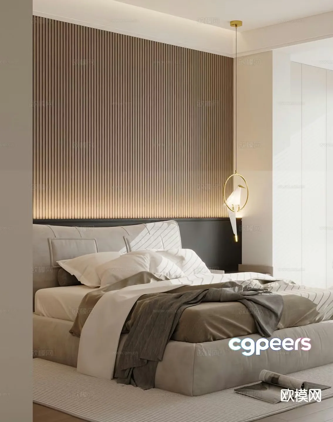 Modern double bed 3d model