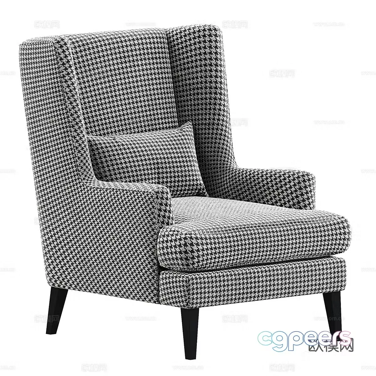 American simple casual chair armchair high back chair 3d model
