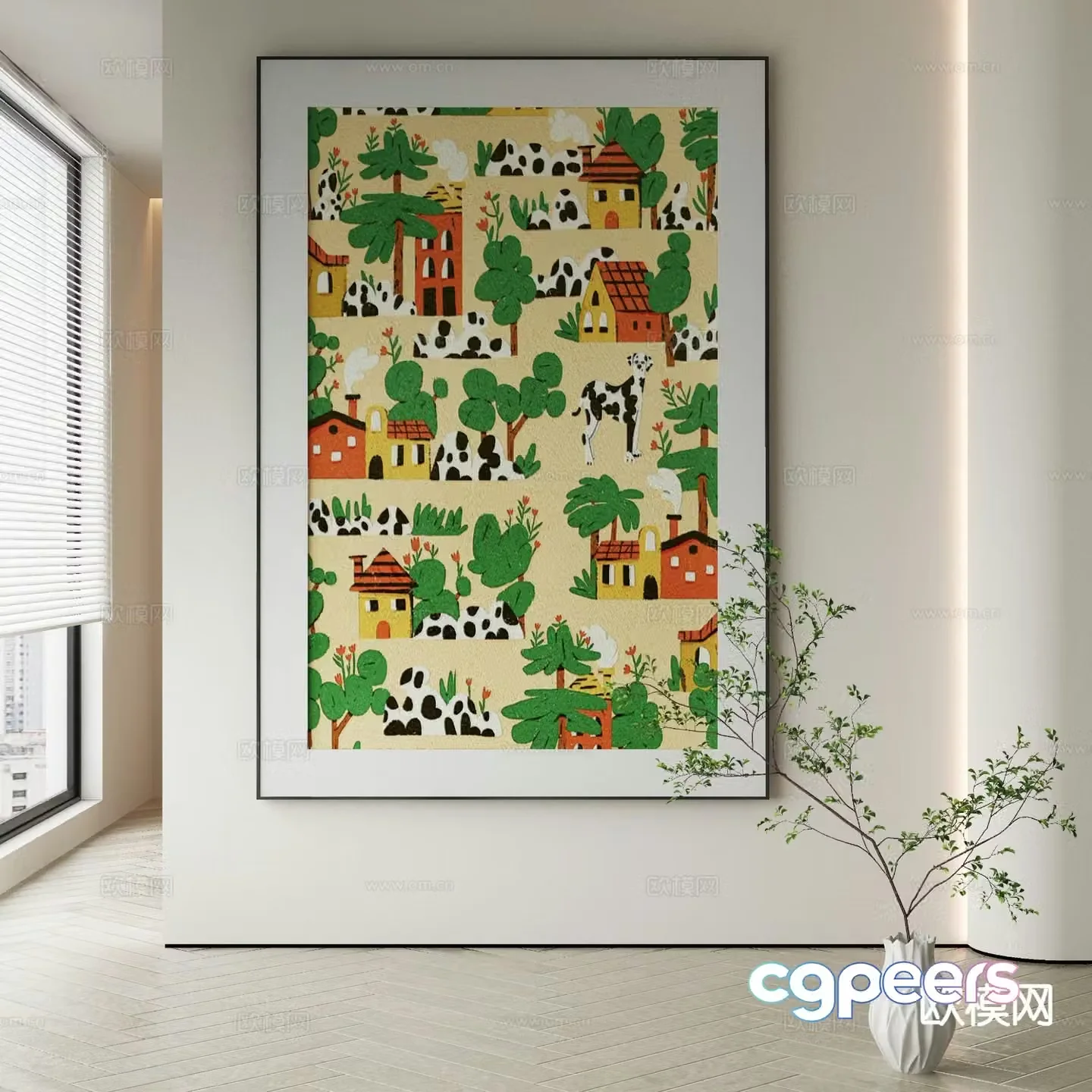Modern cartoon painting decorative painting 3d model