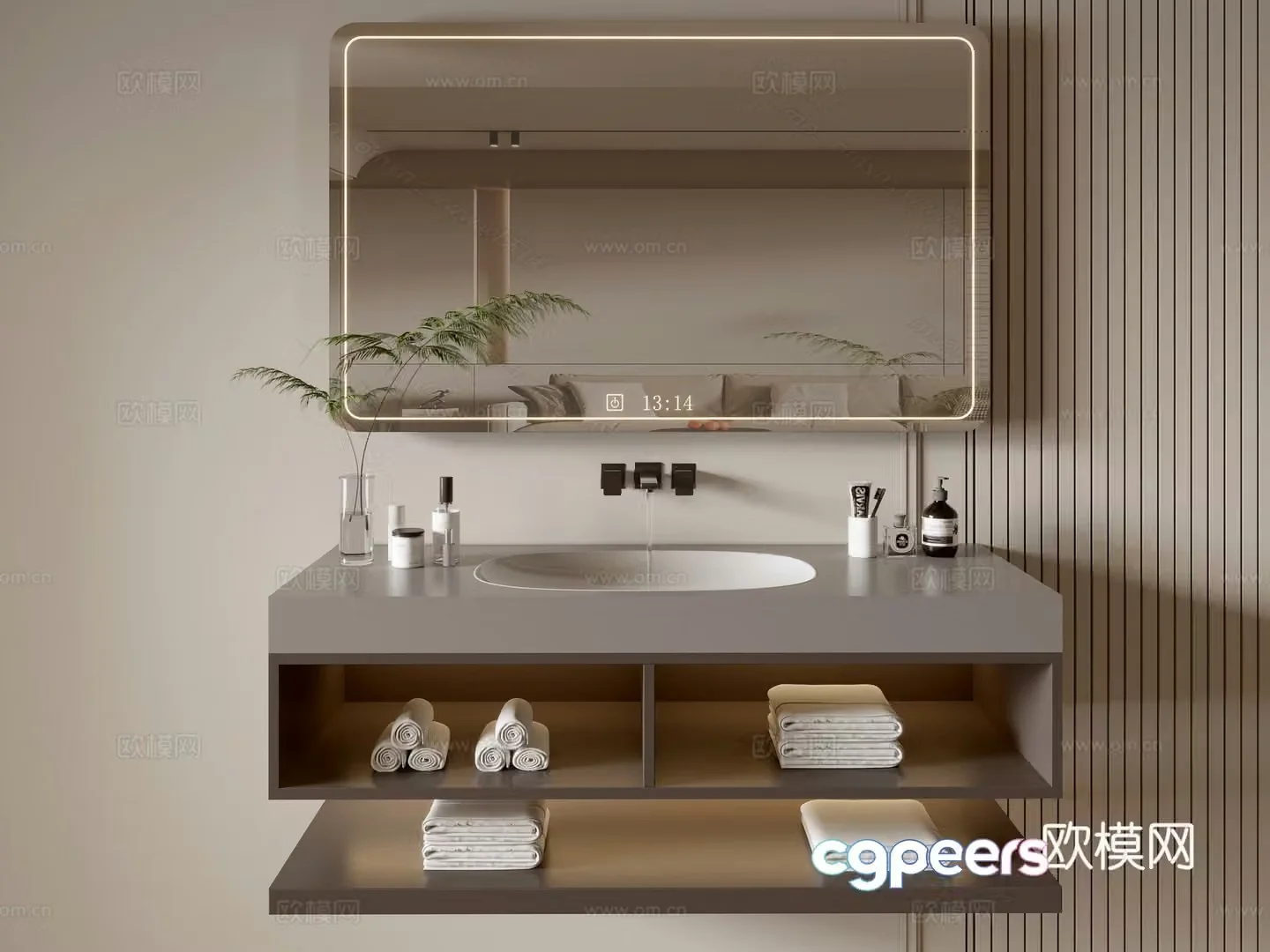 Modern bathroom cabinet bathroom basin bathroom ornaments mirror cabinet sink 3d model