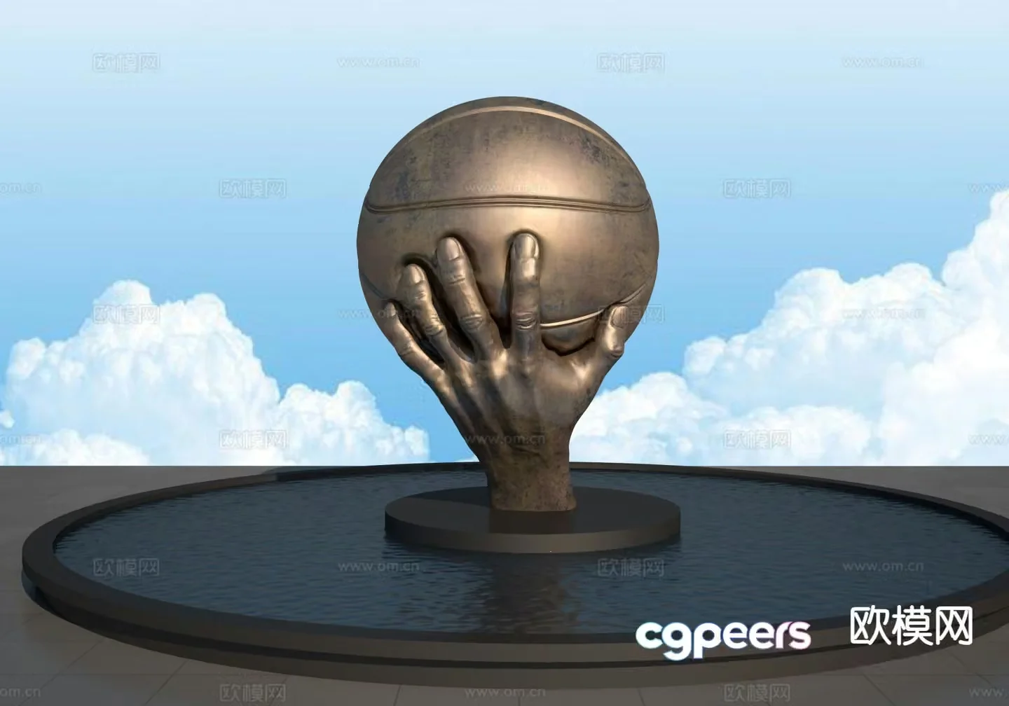 Basketball sculpture landscape sculpture 3d model