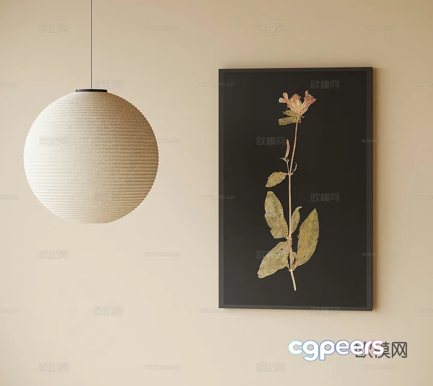 Modern hanging painting chandelier 3d model