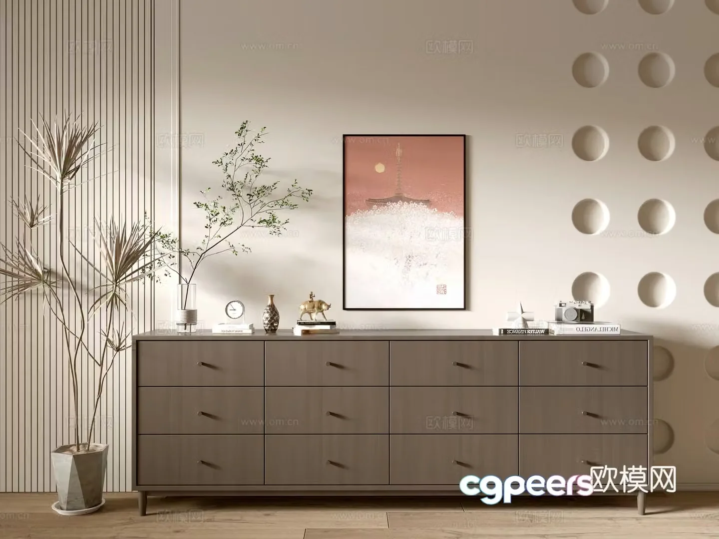 Modern wood grain cabinet minimalist wind cabinet whole cabinet sideboard cabinet balcony cabinet storage cabinet 3d model