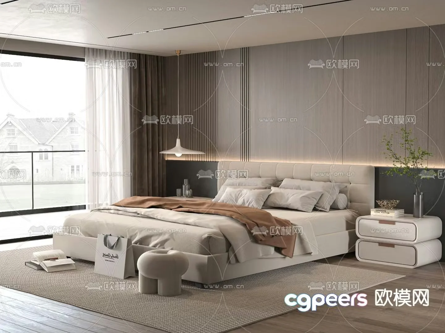 Minotti modern double bed 3d model