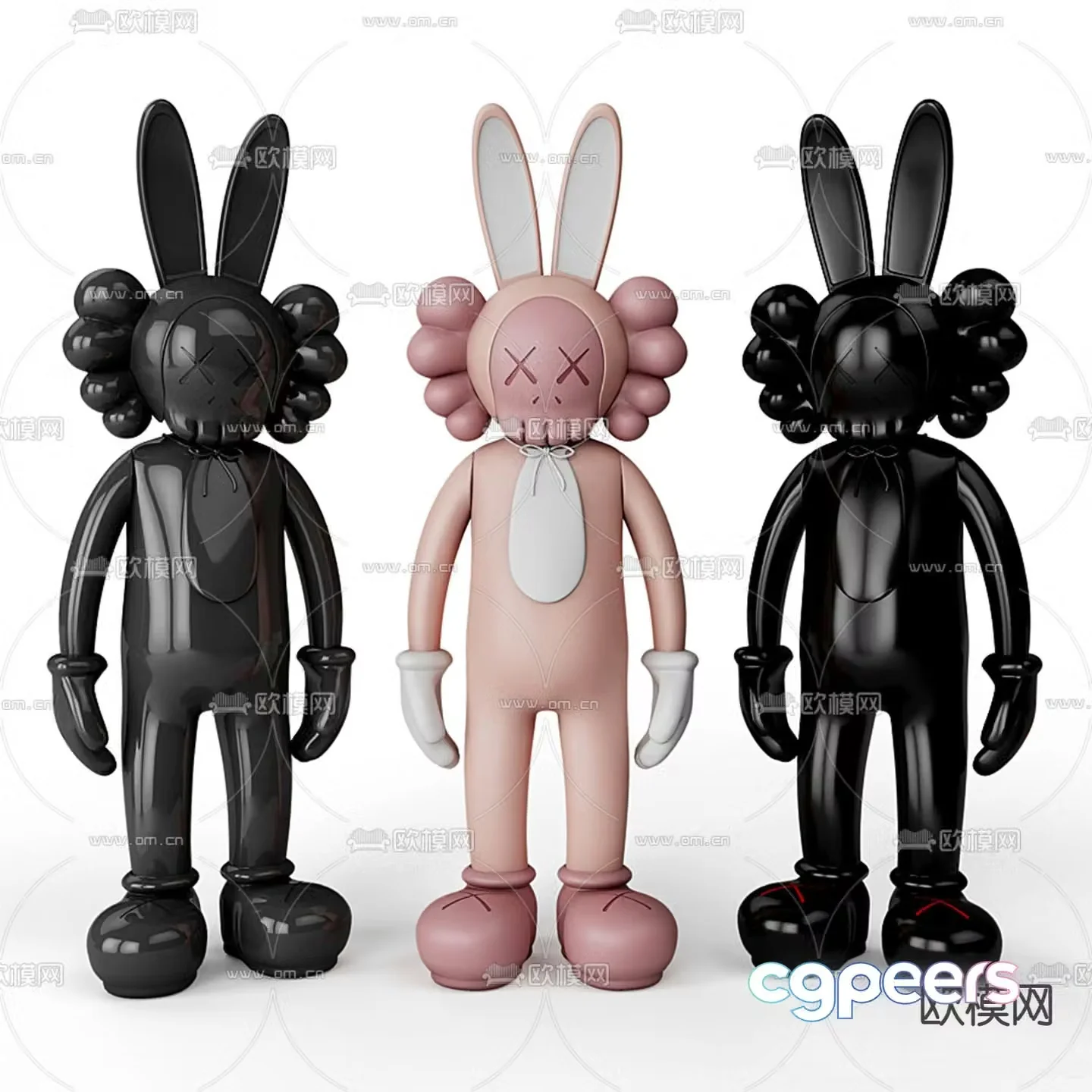 Modern KAWS trendy ornaments 3D model