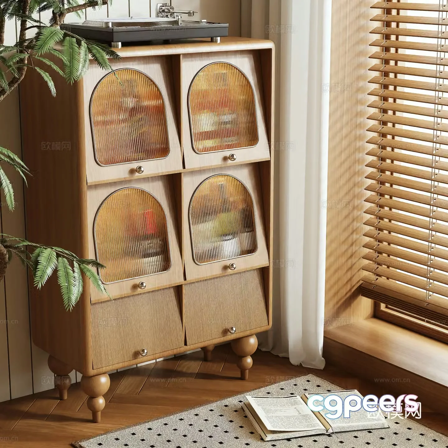 Log wind chest of wine cabinet side cabinet 3d model