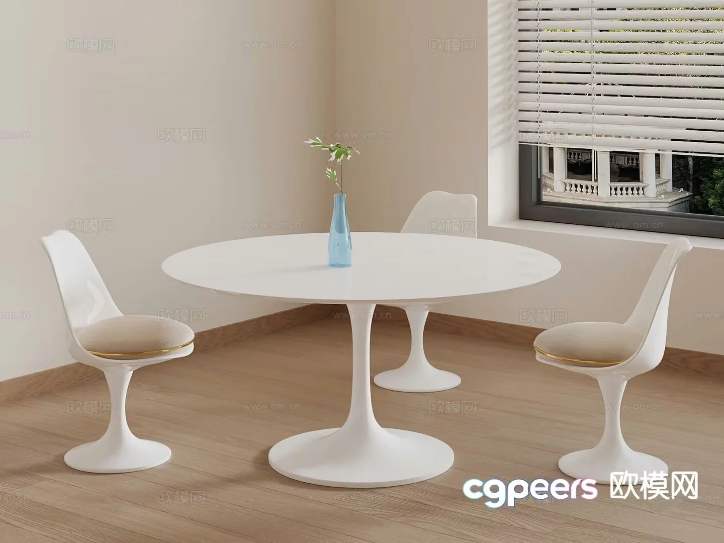 Modern leisure table and chairs 3d model