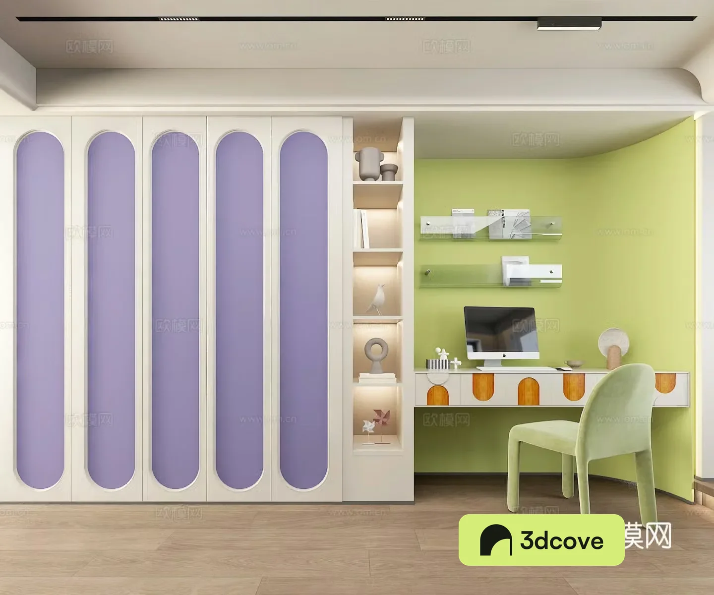 Modern dopamine wardrobe Colorful fun desk