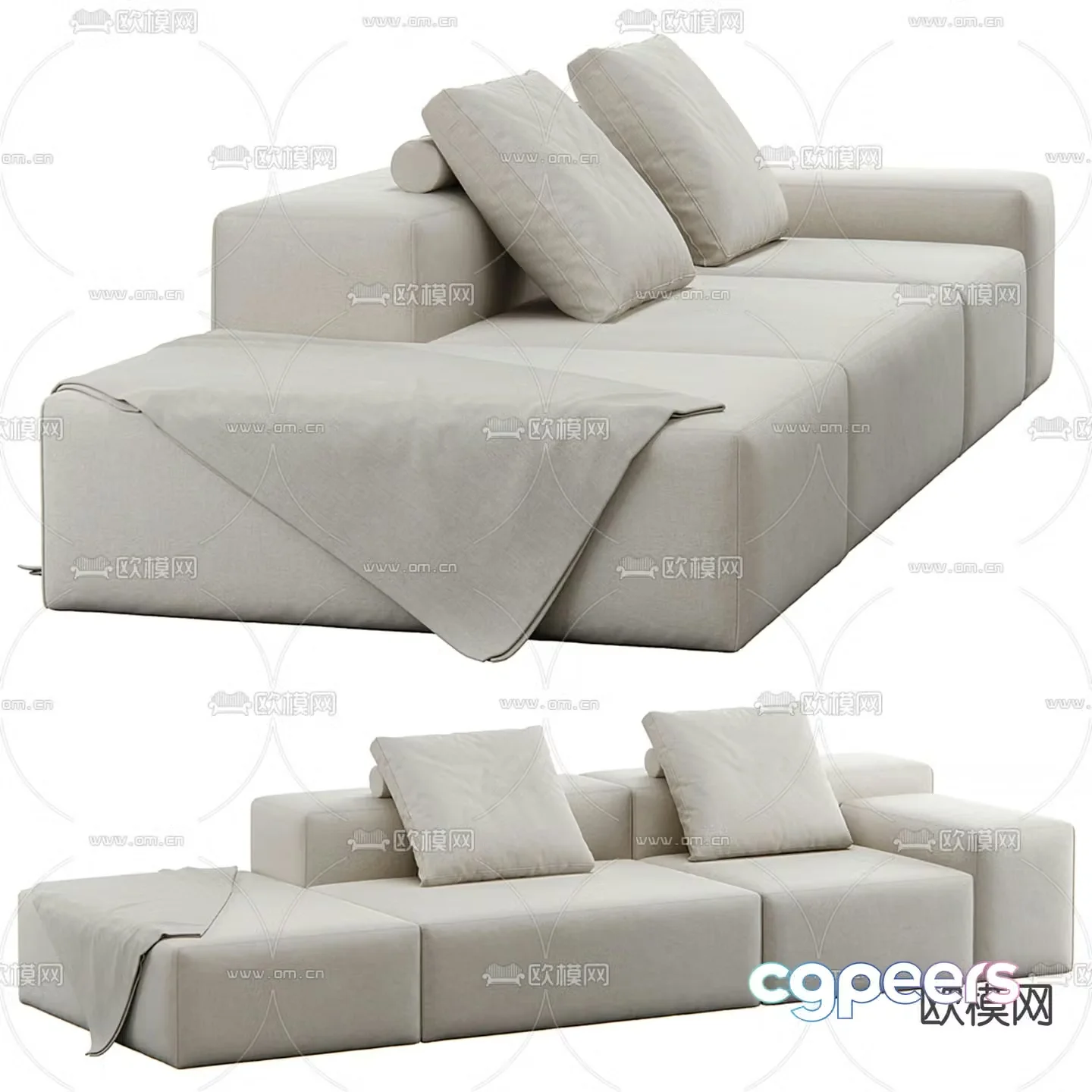 Comp module sofa tofu block sofa 3d model