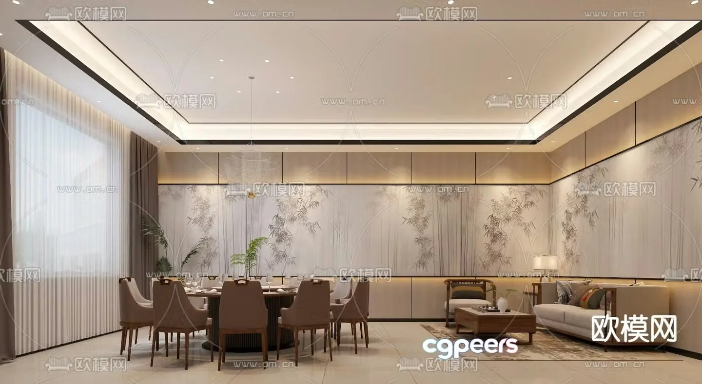 New Chinese style private room Chinese restaurant private room 3d model