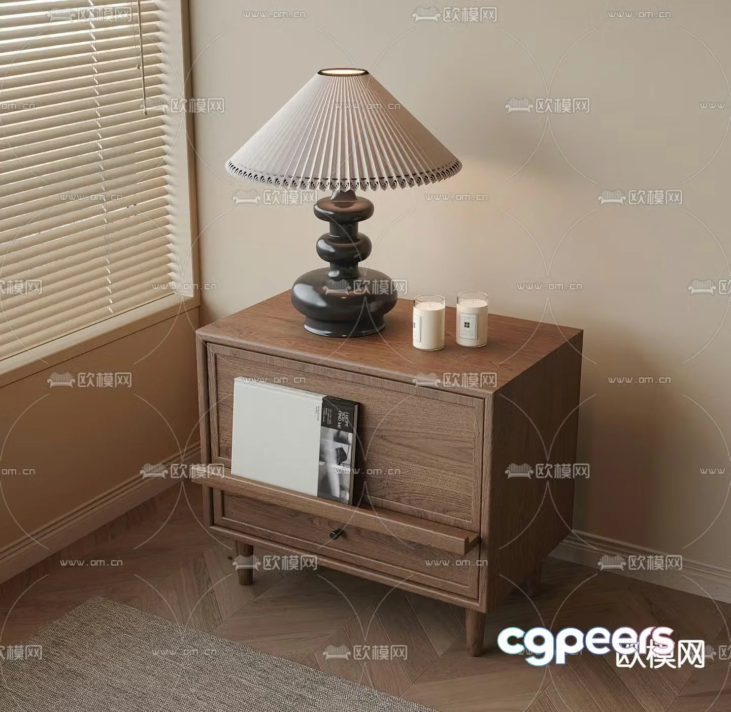 Medieval style bedside table 3d model