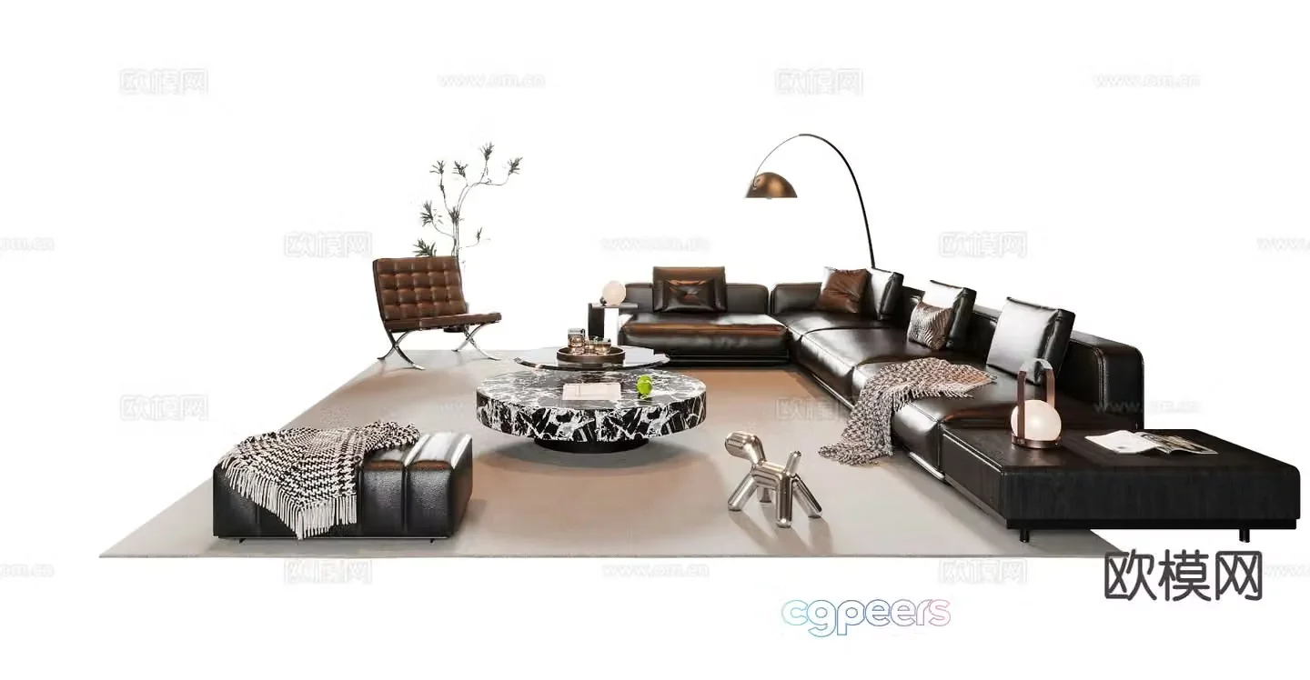 Italian sectional sofa 3d model