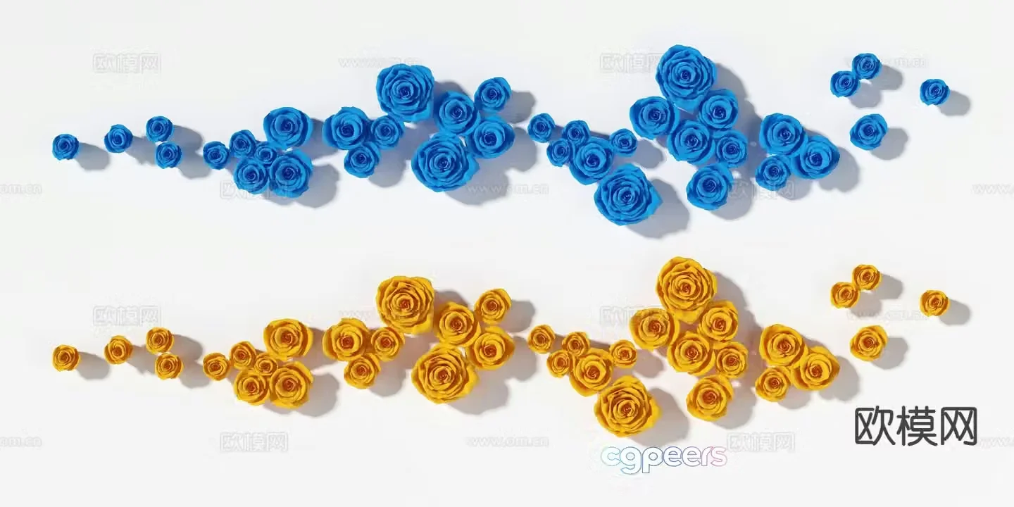 Rose wall decoration three-dimensional hanging decoration 3D model