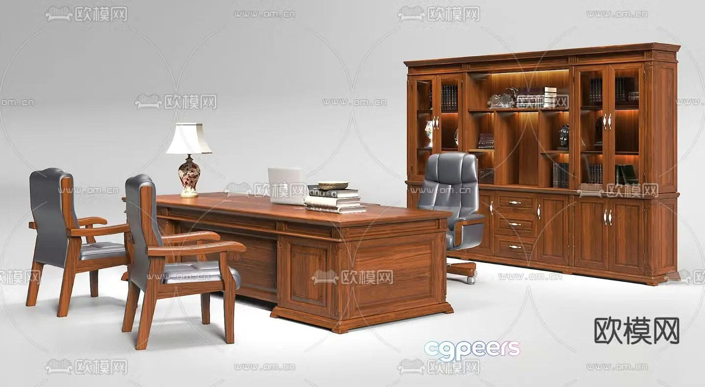 American desk desk and chair 3d model