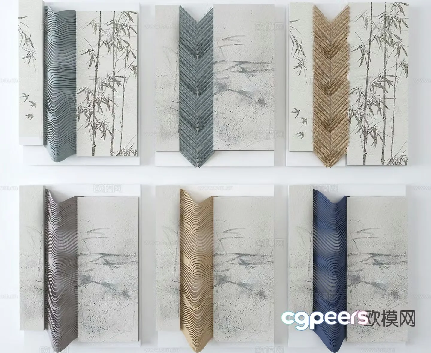 New Chinese style wall decoration bamboo hanging decoration 3d model